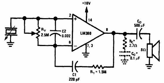 Amplificador LM380 RIAA 3 W 
