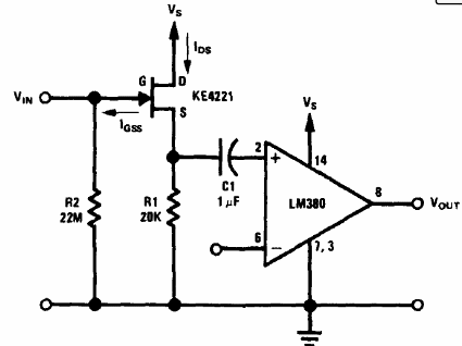 Impedancia de entrada alta para el LM380 
