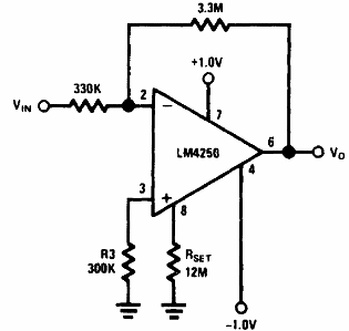 Amplificador de 500 nW con el LM4250 
