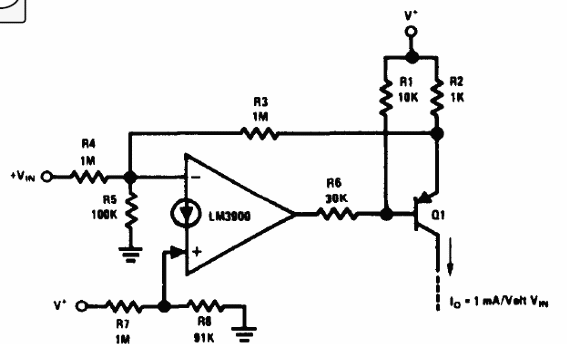 Fuente de corriente controlada por tensión LM3900 
