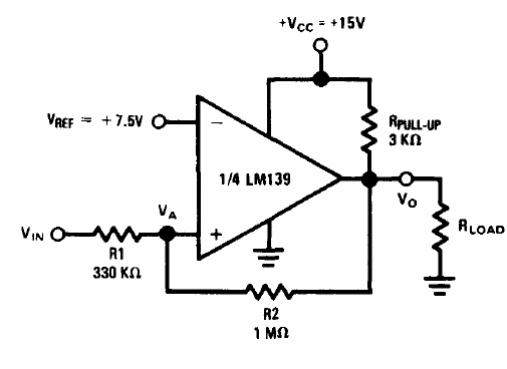 Comparador no inversor con histéresis LM139 
