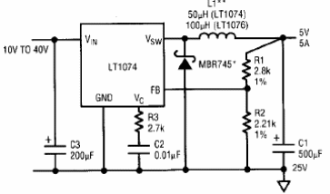 Convertidor reductor con LT1074 
