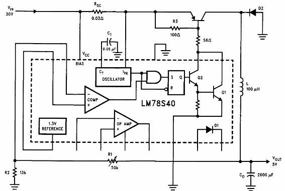 Regulador reductor de 5V x 5 A LM78S40
