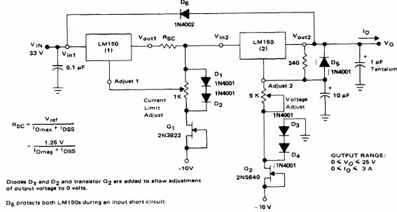 Fuente de alimentación de 0 a 25 V x 3 A LM150
