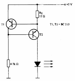 Fuente de corriente constante para LED con dos transistores 
