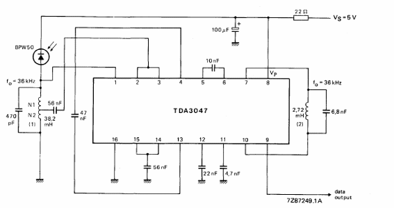 Receptor de infrarrojos TDA3047 
