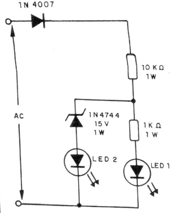 Indicador de tensión 110 V o 220 V 
