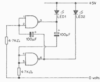 Intermitente de 2 LED con el 7400 
