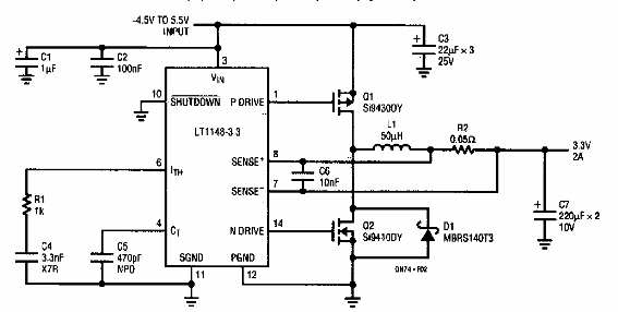 Regulador conmutado de 3,3 V 
