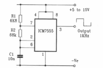 Oscilador de 1 kHz con el 555 
