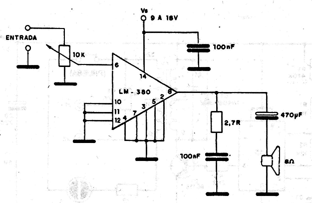 Amplificador Hasta 4 W  LM380
