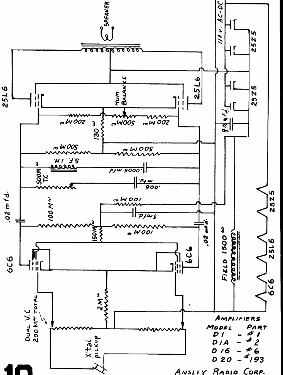 Amplificador de 1940 de Ansley Radio 
